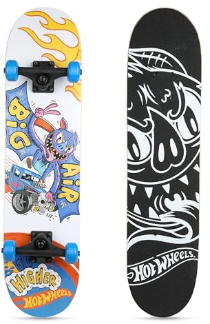 Hot Wheels 31 inch Skateboard, 9-ply Maple Desk Skate Board for Cruising, Carving, Tricks and Downhill