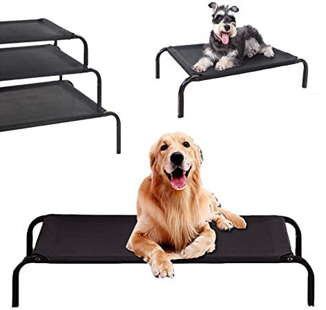 Elevated Large Dog Sofa Bed - Raised Pet Cot with Cooling Mat & No-Slip Feet - Washable, Breathable Mesh - Travel & Orthopedic for Dogs & Cats