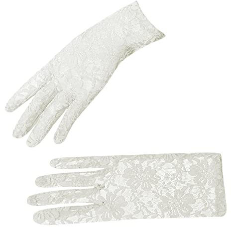 Amorar Brudhandskar armvärmare, par brudhandskar spetshandskar damer sommar UV-solskydd handskar solsäkra handskar för bröllop fest kvällshandskar, beige