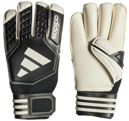 adidas Unisex Goalkeeper Gloves (W/O Fingersave) Tiro League Goalkeeper Gloves, Black/White/Iron Met., HN5612, 10
