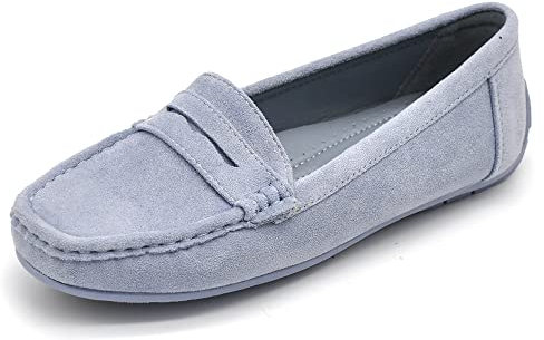 IF Fashion Schuhe Mokassins Slip On Loafers Weiche Damen mit Strass Pietri Wildleder 7137, 245 hellblau, 38 EU