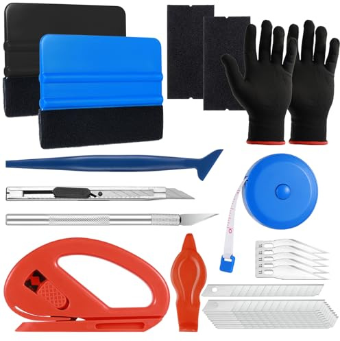 Annyswit 26 Piezas Raspador para Películas, Herramienta para Películas con Cuchillas de Repuesto & Fieltro de Repuesto. Juego de Herramientas de Precisión Ultra Completa para Coches, Ventanas y Más