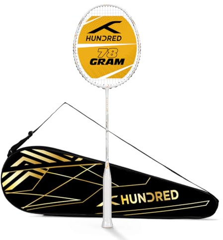 HUNDRED Glory Limited Edition - Raqueta de bádminton (Blanco, tamaño estándar), Unisex, Material: Fibra de Carbono, con Cubierta Completa para Raqueta