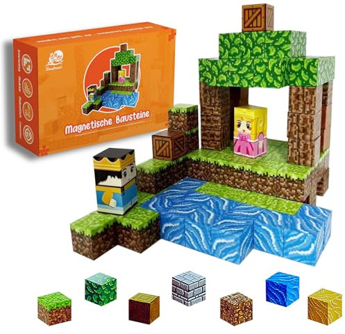 Rawforest® 108 Magnetische Bausteine - Magnetische Blöcke für Vorschulkinder – Montessori Spielzeug für Kinder ab 3 Jahren – Magnetische Bauklötze für sensorisches Spiel und kreatives Lernen