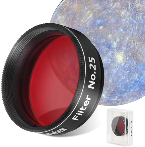 Astromania Telescope Filter 1.25 Inch - #25 Red, Planetary Filter for Astronomy Telescope & Eyepiece, Telescope Color Filter for Enhancing Contrast in Lunar Planetary Observation