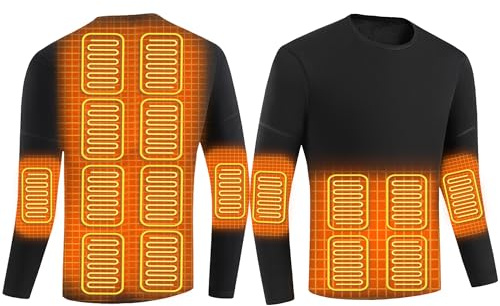 YAMNYSS Camiseta Térmica Calefactada para Hombre Calefacción Eléctrica Ropa Interior Camisa Caza Esquí Moto Deporte Al Aire Libre Ropa Calefactada,Negro,3XL