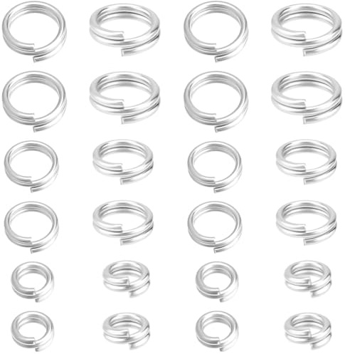 Beebeecraft 1 boîte de 150 Anneaux de Jonction à Double Boucle 925 Petits Anneaux de Jonction Ouverts Ronds Fendus Plaqués Argent Sterling de 4/5/6mm Connecteurs pour la Fabrication de Bijoux