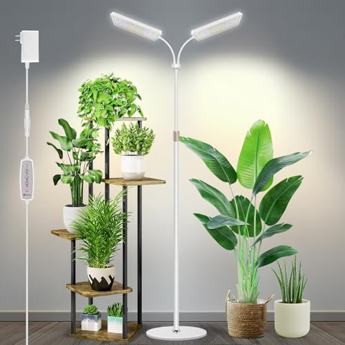 Wiaxulay Pflanzenlampe LED Vollspektrum, 153 LEDs Grow Lampe mit 360° Schwanenhals, Höhenverstellung 58-170 cm für den Anbau großer Pflanzen, 4/8/12/16 Timer, 3 Beleuchtungsmodi, 5 Helligkeit