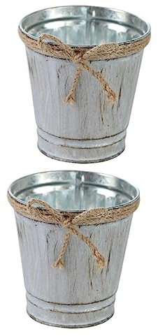 BESPORTBLE 2stücke Rustikale Eisenblumen-Eimer Mit Jute- Für Balkon Wohnzimmer Und Gartenpflanzen Multifunktionale Pflanzgefäße Für Blumenarrangements Und Aufbewahrung
