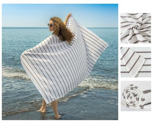 nice homeit – Juego de 2 Toallas de Playa de algodón 100 x 180 cm – Toalla de Playa de Doble Cara – Absorbente, Secado rápido, Ligera, antiarena, Fabricada en Italia