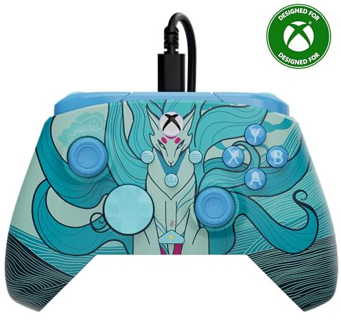 Turtle Beach Rematch Advanced Blue Kitsune Wired Gaming Controller für Xbox und PC – Leuchteffekt, zuweisbare Tasten, 2.5m Kabel, Offiziell Lizenziert von Xbox
