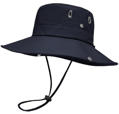 COYUN Chapeau de soleil, classique, bord avec mentonnière, pour homme et femme, unisexe, marine, UPF 30, ajustable, pour pêche, camping, marine