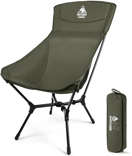 ONETIGRIS OasisFlex Camping Chair,High Back Folding Chair with Carry Bag