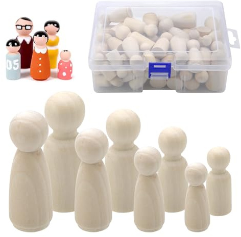 50 Stück Holzfiguren zum Bemalen, Holzfiguren Puppen DIY natürliche spielfiguren holz familienaufstellung figuren Holzfiguren Hochzeit