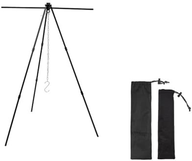 lyrlody Utomhushängt Stativ, Aluminiumdesign med Trebensstabilitet, Bärbar Hängd Grythållare för Camping och Picknick (S)