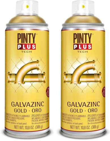 PINTY PLUS Pintura en spray TECH 520cc Galvazinc Oro G151 (Paquete de 2)