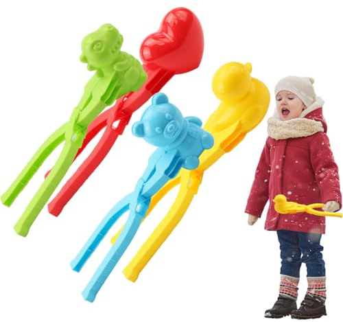 Bezijhr 4 Stück Winter Schneeball Maker, ABS Schneeballformer, Sandball Schneeballs Former Clip, Winter Schneeballs Form Spielzeug, Schneeformen Für Kinder Im Freien, Schneeballes Spielzeug
