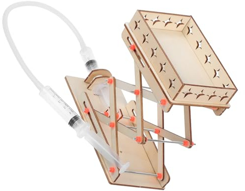 Homoyoyo Kit Scientifico Educativo Fai da Te per Piattaforma Idraulica in Legno, Giocattolo di Supporto Elevatore da Laboratorio, Esperimenti Scientifici Interattivi per Apprendimento Stem