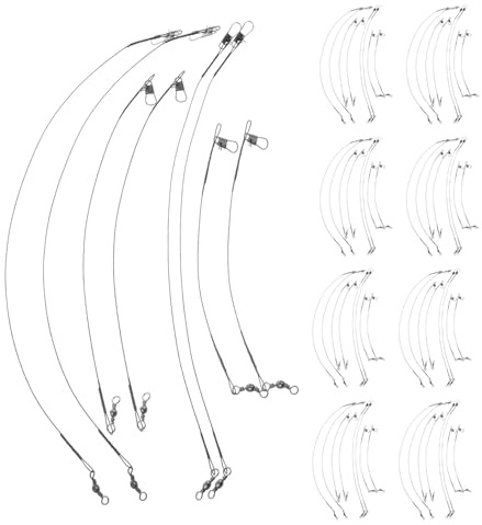 BCOATH Línea Líder de Alambre de Acero Negro 80 Piezas (15cm 20cm 25cm 30cm, 20 Unidades Cada Tamaño) Resistencia Anti-mordida para Pesca con Señuelos en Agua Dulce y Salada, Equipo