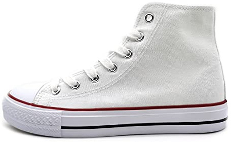 P&L ITALY COLLECTION Sneakers Alte in Tela Donna BOTIN Bianche Nere Basket Autoclave