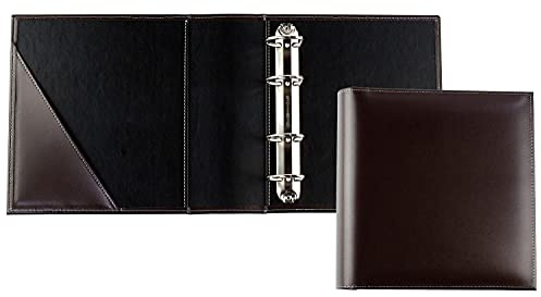 DELMON VARONE - Classeur à anneaux personnalisable DIN A5 XXL Cambridge TopGrain en cuir marron - Chemise à dossier en qualité supérieure - Porte-documents pour les documents importants (organisateur)