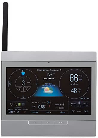 AcuRite Atlas Home Weather Station High-Definition Display for Temperature, Humidity, Wind Speed, Wind Direction, Hyperlocal Forecast, and Programmable Alerts with Built-in Barometer - Gray (06105M)