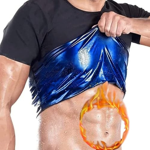 Hommes Sauna T Shirts Sueur Sauna Costume Corps Shaper Sweat Gilet Chaleur Débardeurs Taille Entraîneur Minceur Perte De Poids Entraînement Costume Néoprène Formation Vestes Vêtements Exercice ( Color