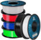 GEEETECH PLA Filament 1,75mm für 3D Drucker, 6 Rollen (Schwarz+Weiß+Grau+Rot+Grün+Blau) 6 x1KG Farben Bundle