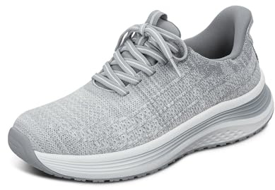 Orthofeet Women's Orthopedic Nira Hands-Free Water-Repellent Walking Sneaker, Light Grey, Size 8