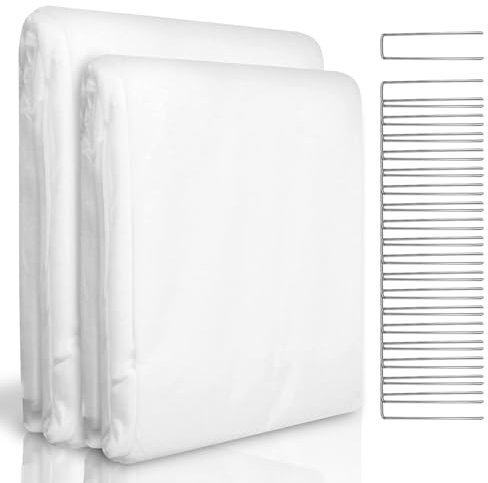 WISD Voile d'Hivernage 60g/m² Résistant - Protection Contre Le Gel et Le Froid pour Plantes du Jardin - 2x10m Respirant, Imperméable avec 20 Attaches U - Toile Non Tissée pour Hiver et Extérieur