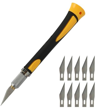 160mm Taglierino Di Precisione per Intaglio Artistico Con 10 Lame Di Ricambio, Coltello Da Intaglio in Pvc E Metallo, Diametro 25mm,Cutter Di Precisione Professionale per Scultura E Modellismo