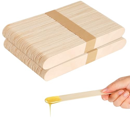 elzle Spatole per Ceretta Depilatoria, 100 pezzi Bastoncini in Legno per Ceretta, Spatole Monouso Naturali, Depilazione di Sopracciglia, Labbra e Viso, adatte per cera calda e cera morbida