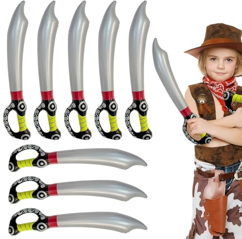 XPEX 8 Pezzi Pirata Inalazione Spada Gonfiabile-73 cm, Coltello Giocattolo Gonfiabile per Costume Cosplay Halloween Carnevale