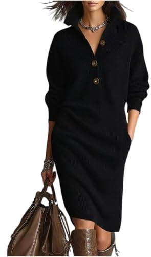 Genérico Vestidos De Fiesta Mujer Elegantes Vestido Negro Casual Ropa Largos Moda Disfraz Invierno Jersey Navidad Sudadera Elegante 2#Negro M