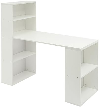 Rogowsen 120 cm hörnskrivbord för sovrum, datorbord av trä med hyllor och förvaringsfack, arbetsyta för sovrum med fyra våningar, lämplig för vardagsrum, arbete