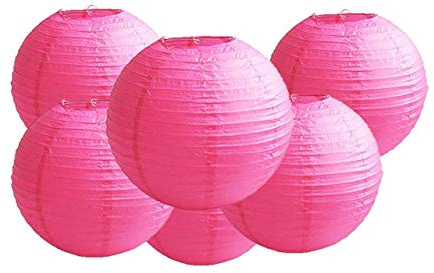 Matissa 10(25CM) Pack of 6 Paper Lantern Wedding Party Decoration Craft Lamp Shade (Hot Pink)