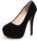 OCHENTA Women's Round Toe Stiletto High Heel Platform Slip On Pumps Black Asian Size 42 - UK B(M) 8.5