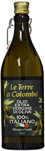 Le Terre di Colombo Aceite de Oliva Virgen Extra 100 % Italiano, Botella con Estrías y Tapón Mecánico, 1 L