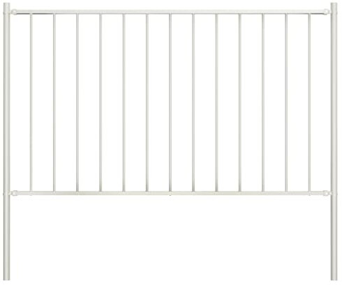 vidaXL Panel de Valla con Postes Cerca Cercado con Palos Vallado Pario Exterior Acero con Recubrimiento en Polvo Blanco 1,7x1,25 m