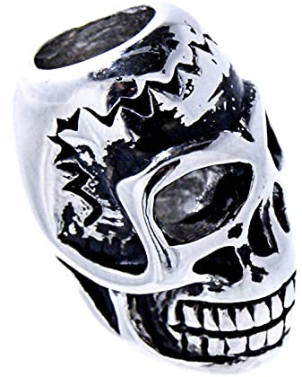 Kiss of Leather Perla de barba de calavera Perla de pelo de acero inoxidable