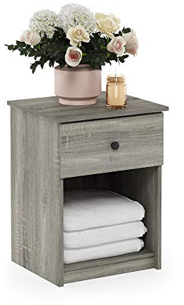 Furinno Lucca Nachttisch, Spanplatte, French Oak Grey, 1-Pack
