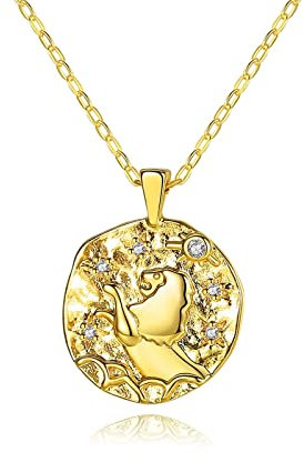 Skcess långa kedjor damer modesmycken, kedjor damer modesmycken tolv stjärnbilder koppar rund zirkonia hänge halsband gåva idéer för kvinna, Koppar, Kubisk zirkonia