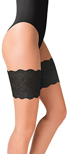 Selente Lovely Legs - Bandas elásticas para el muslo, varios modelos, fabricadas en la UE, Punta negra., XS-S