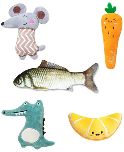 Mirrwin 5 Stück Katzenminze Katzenspielzeug, Katzen Spielzeug Set Plüsch Katzenspielzeug Katzenminzen Spielzeug für Katzen Catnip Toy Cat Toys Spielzeug Katze Interaktives für Katzen und Kätzchen