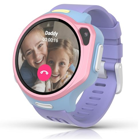 Smart Watch for Kids, 1.3 Fitness Tracker with Heart Rate, Real Time GPS, 4G eSIM Video Calling, Messaging, Pedometer, 5MP Camera, MP3, Parental Control, SOS, Birthday Gifts for Girls Boys Ages 5-12