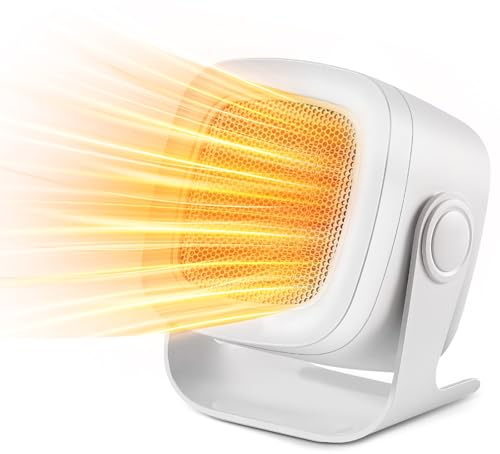 HyAdierTech Stufetta Elettrica Portatile Basso Consumo, Mini Ceramica Con 2 Impostazioni di Temperatura, Stufa Scaldino per Scrivania Ufficio
