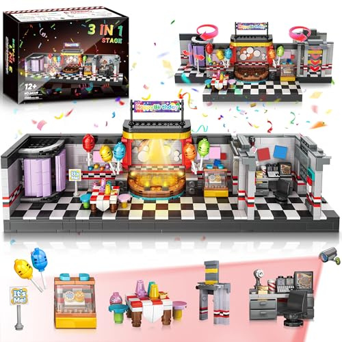 Fluorspar blaster Stage Building Block pour les garçons 8-12 ans, Security Room Fredy Bauset Five Nights Jouets Merch adapté comme cadeau d'anniversaire d'Halloween, 1388 pièces