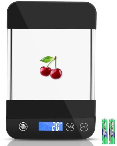 Apritsce Bilancia Cucina Digitale, 15 KG Bilancia da Cucina con Display LCD Inclinato e Funzione Tara, Alta Precisione 1g Bilancia Alimenti, Pesa Cucina per Cuocere e Cucinare