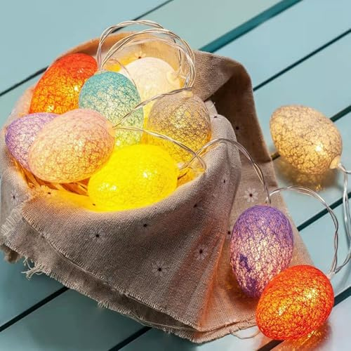 SIXIUDIA Décorations de Pâques,Guirlande lumineuse de Pâques, 10 LED Lumières de Oeufs de Pâques, pour Intérieur, Fête, Cheminée, Chambre à Coucher, Anniversaire, Mariage