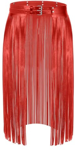 Ceinture/Jupe avec Franges pour Femme - Style Punk/Gothique, Noir, pour Tenue de Festival de Carnaval, Tenue de Fête, Jupe de Danse Sexy en Simili Cuir PU, Coachella,FestivalOutfit Médiévale Mode